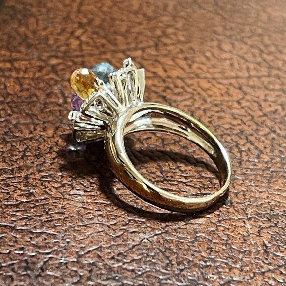 $4950 / NEW / Sonia Bitton Diamond & Gemstone 3D Flower 14K Ring - Picture 4 of 7